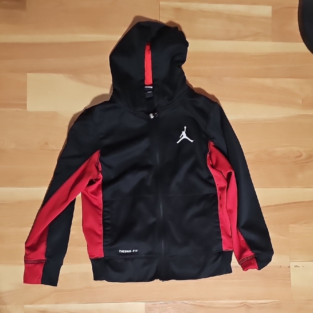Jordan Black Puffer Jacket with Hood And Zip Up Sweatshirt. (2items) - Picture 4 of 5